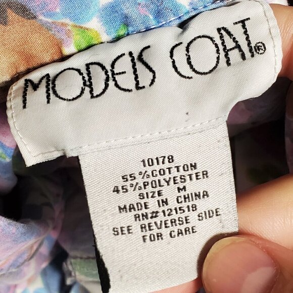 Vintage Models Coat House‎ Dress Robe Snap Floral Granny Cottage M Pastel Cotton - Picture 3 of 7